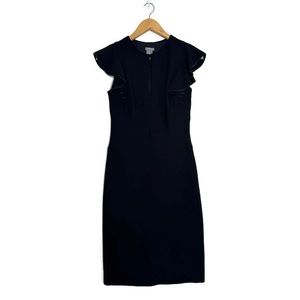 Ann Taylor Black Classic Short Sleeve Flutter Sheath Dress Women’s Size 0
